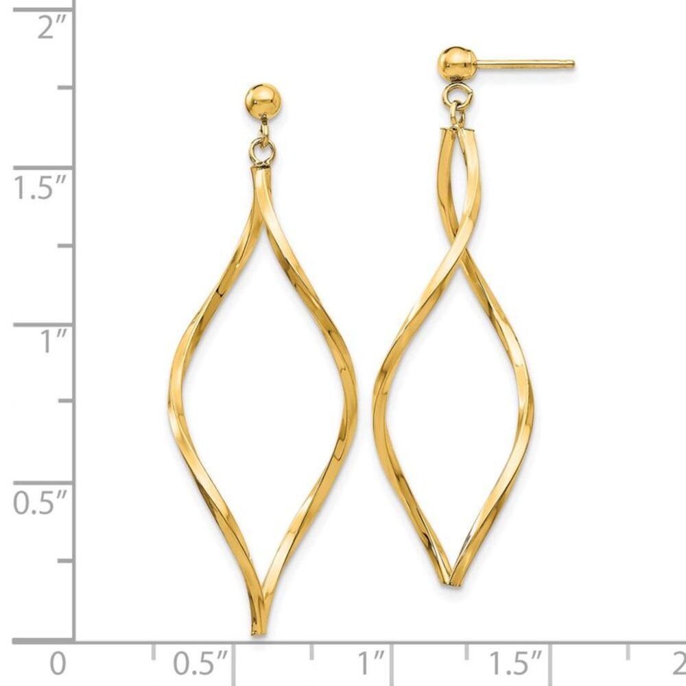 10k Yellow Gold Twisted Post Dangle Earrings - image 4